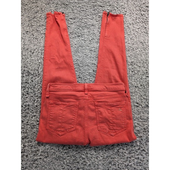 Rag & Bone Jeans Womens 26 Pink Zipper Capri Skinny Distressed Low Rise Stretch - Picture 1 of 11